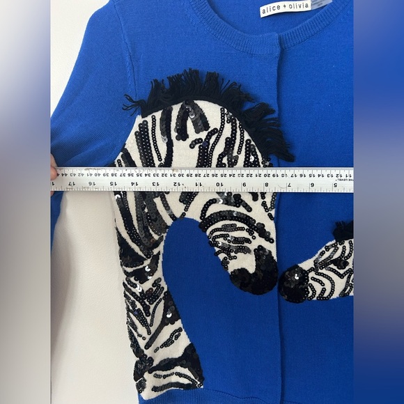 alice and olivia zebra sweater xsmall blue - Picture 7 of 8